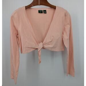 Salmon Pink Mountain Lake Long Sleeve Wrap Crop Top Size XL